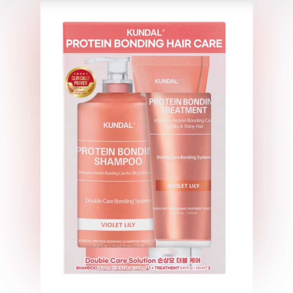 NIB Korean Haircare Kundal Protein Bonding Frizz Control Shampoo & Conditioner